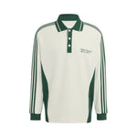 Adidas Long Sleeved Polo Shirt Off White Dark Green