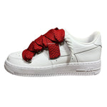 Nike Air Force 1 Low White Double Rope Laces Red Pattern