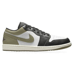 Jordan 1 Low Black Toe Medium Olive – widok z boku