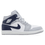Jordan 1 Mid Wolf Grey Midnight Navy – widok z boku