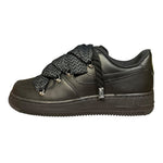 Nike Air Force 1 Low Black Double Rope Laces Black Pattern