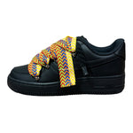 Nike Air Force 1 Low Black Double Rope Laces Bright Multicolor Pattern