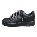 Nike Air Force 1 Low Black Double Rope Laces Icy Pink