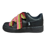 Nike Air Force 1 Low Black Double Rope Laces Multicolor Dark Pattern