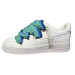 Nike Air Force 1 Low White Double Rope Laces Aqua Blue Green
