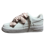 Nike Air Force 1 Low White Double Rope Laces Pastel Pink Pattern
