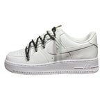 Nike Air Force 1 Low White Double Rope Laces Black Chrome