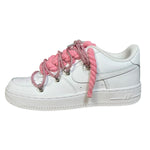 Nike Air Force 1 Low White Double Rope Laces Bubblegum Pink