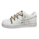 Nike Air Force 1 Low White Double Rope Laces Champagne Gold