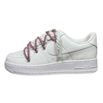 Nike Air Force 1 Low White Double Rope Laces Icy Pink