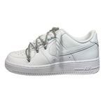 Nike Air Force 1 Low White Double Rope Laces Icy Silver