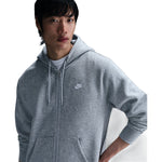Nike Club Full-Zip Fleece Hoodie Dark Grey Heather Light Smoke Grey