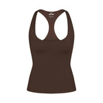 NikeSKIMS Matte Mock-Neck Racerback Tank Dark Sepia