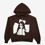 CROSS ZIP HOODIE DARK BROWN